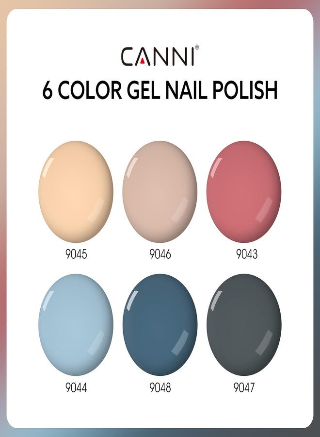 CANNI 6 Colors 9 ML Hema-Free Brown Gel Nail Polish Set, Fall Light Brown Nude Blue Gel Polish Kit, Soak Off LED Nail Gel Manicure Kit DIY at Home Salon Gifts - Image 2